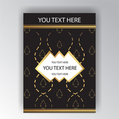Art Deco page template, native  pattern , golden black elegant retro background , for print and web creative concept .