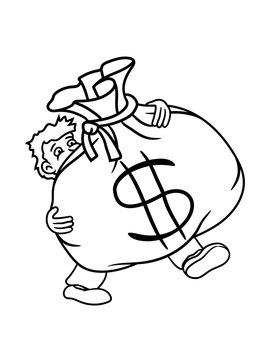 Schwer Tragen Dollar Symbol Zeichen Geld Reich Geldsack Reichtum Schatz Beute Munzen Geldscheine Stoff Beutel Sack Geschenk Verpackt Gefullt Voll Prall Sackchen Tasche Clipart Comic Cartoon Design Stock Illustration Adobe Stock