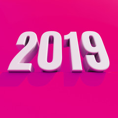 New Year Red 2019 Creative Design Concept 3D Rendered Image