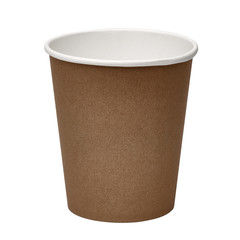 Blank, empty take away kraft coffee cup isolated on white background including clipping path