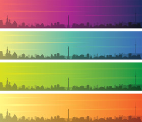 Fototapeta premium Stuttgart Multiple Color Gradient Skyline Banner