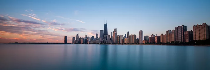 Fotobehang Chicago Chicago stadsgezicht bij zonsopgang