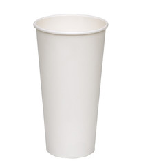Takeaway large white blank paper coffee cup isolated on white background including clipping path.