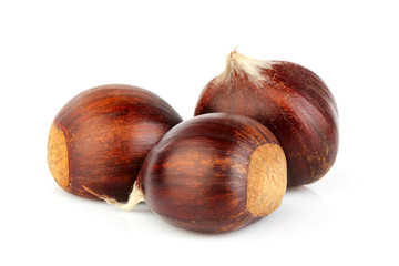 Chestnuts isolated macro.Hippocastanum.