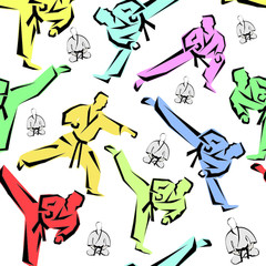 Seamless texture pattern karate, judo, bjj, MMA martial arts.