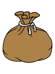 sack beutel stoff geschenk verpackt gefüllt voll prall säckchen tasche clipart comic cartoon design