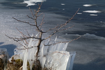 frozen lake in winter