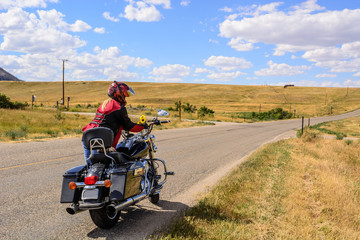 Fototapeta na wymiar Female Motorcycle Rider
