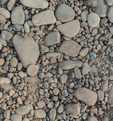Gray stones of different sizes, stone background, stones on the beach