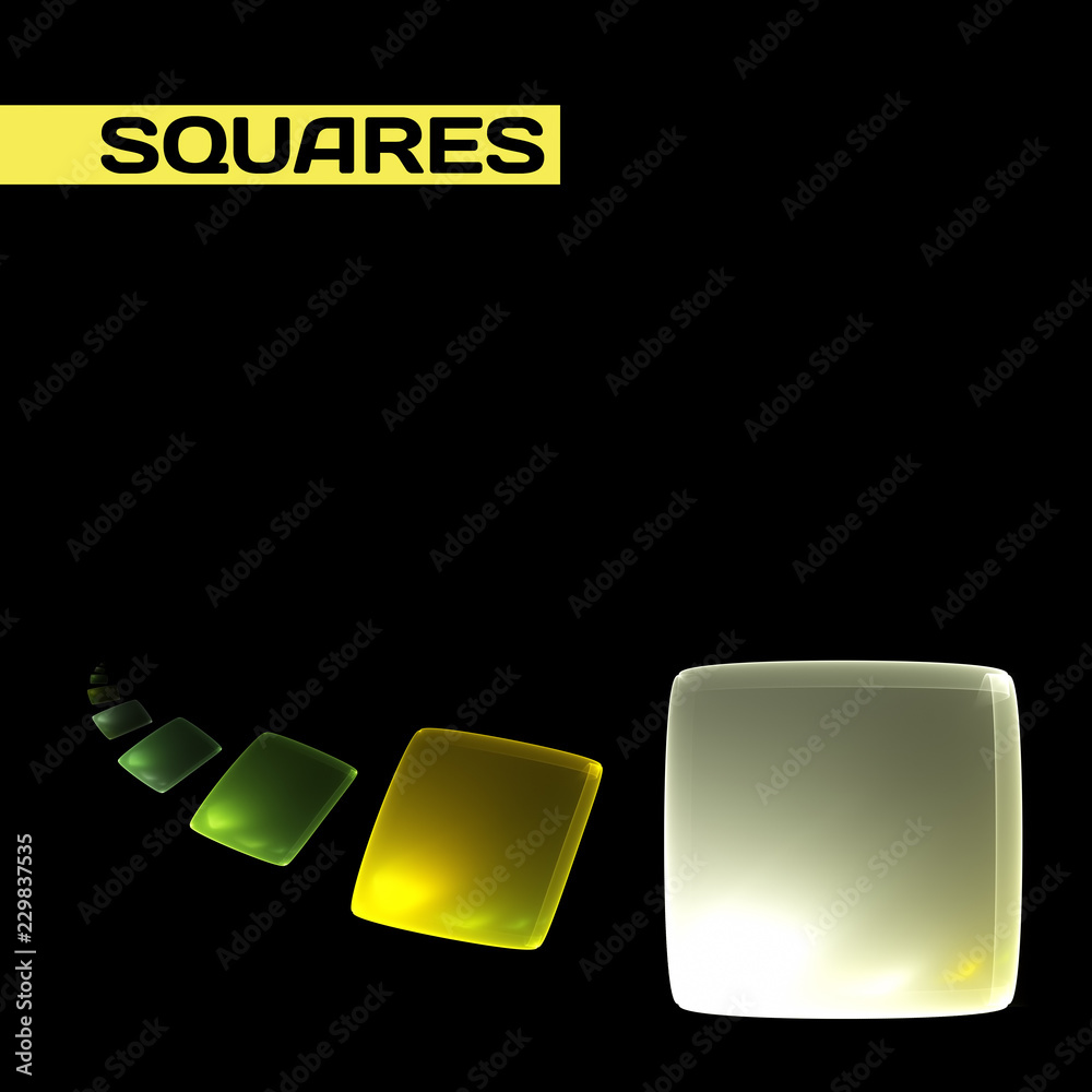 Poster Abstract template with translucent squares on black background