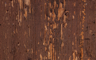 old wooden board, brown paint drops off the board