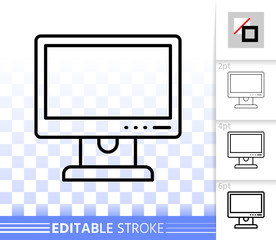 Pc Monitor simple black line vector icon