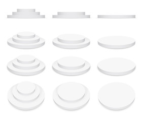 Product presentation podium, white stage, Empty white pedestal, blank template mockup. vector