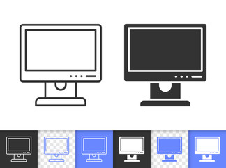 Pc Monitor simple black line vector icon