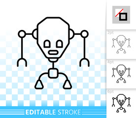 Robot simple black line vector icon
