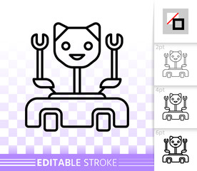 Robot Cat simple black line vector icon
