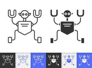 Robot Humanoid simple black line vector icon