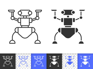 Robot Ant simple black line vector icon