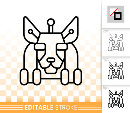 Robot Dog simple black line vector icon