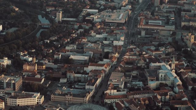 Aerial view of Nitra part old town at sunset