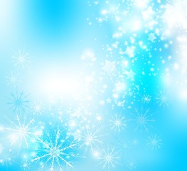 Fototapeta na wymiar magic snowflakes on horizontal festive background