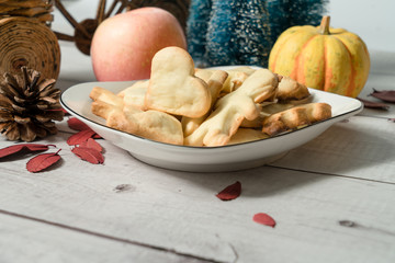 hand-made cookies with Light color background