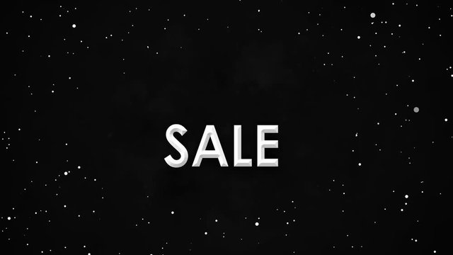 Black friday sale banner animation of white particles on nebula sky. Cloudy night sky with sparkling stars. Looped seamless smooth moving. Instagram stories. 23 November 2019 big shopping discounts 
