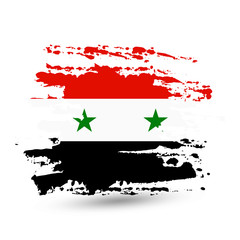 Grunge brush stroke with Syria national flag