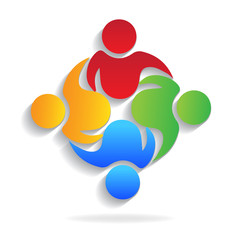 Logo teamwork business people unity partners friendship in a hug