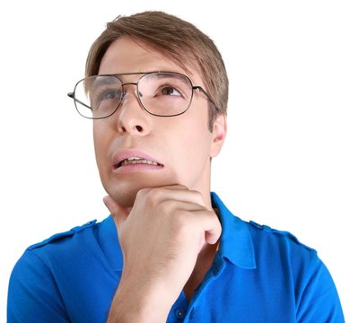 Stressed Man with Glasses - Isolated