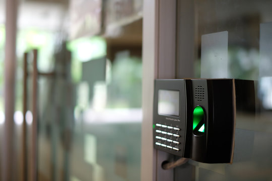 Biometric Fingerprint Scanner. Security, Door access control, Validation, cybersecurity and fingerprint password, Future Technology. Business Safety Concept.