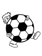 Obraz premium fußball sport verein riesig kicker tor kugel ball tragen schleppen groß schwer mann figur comic cartoon clipart