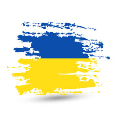 Grunge brush stroke with Ukraine national flag