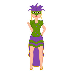 Girl with a mardi gras costume. Vector illustration design