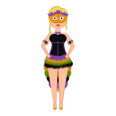 Girl with a mardi gras costume. Vector illustration design