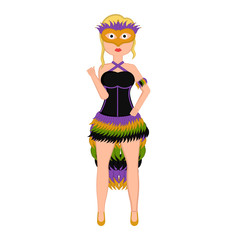Girl with a mardi gras costume. Vector illustration design