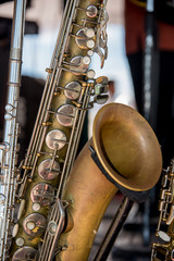 saxofon instrumento musical botones dorado teclas musica