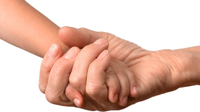 Elderly and Child Hands Holding Together