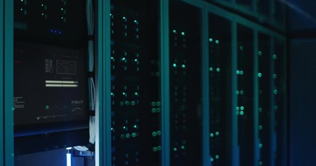 Close up shot of server racks in a modern data center