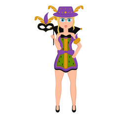 Girl with a mardi gras costume. Vector illustration design