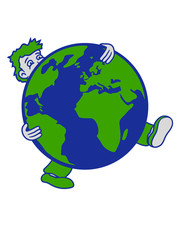 erde planet welt kugel rund groß riesig tragen schleppen comic cartoon clipart mann