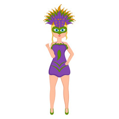 Girl with a mardi gras costume. Vector illustration design