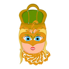 Girl avatar with mardi gras ornaments. Vector illustration design