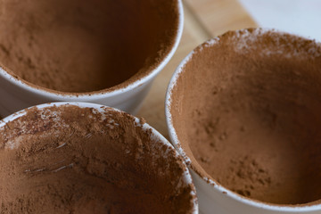 Ramkins with cocoa powder
