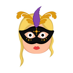 Girl avatar with mardi gras ornaments. Vector illustration design