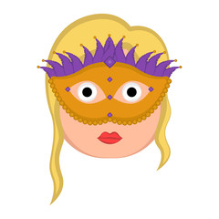 Girl avatar with mardi gras ornaments. Vector illustration design