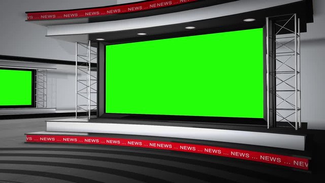 A TV Studio with Green Screens