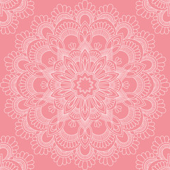 Seamless pattern with mandala ornament. Hand drawn illustration