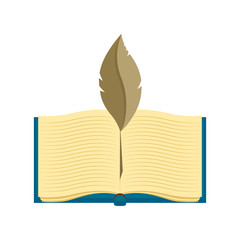 Law book icon with a feather. Vector illustration design