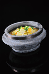 Crab bean curd in stone pot